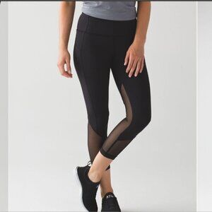 LULULEMON | Pace Rival Crop Marathon leggings black mesh sz 2